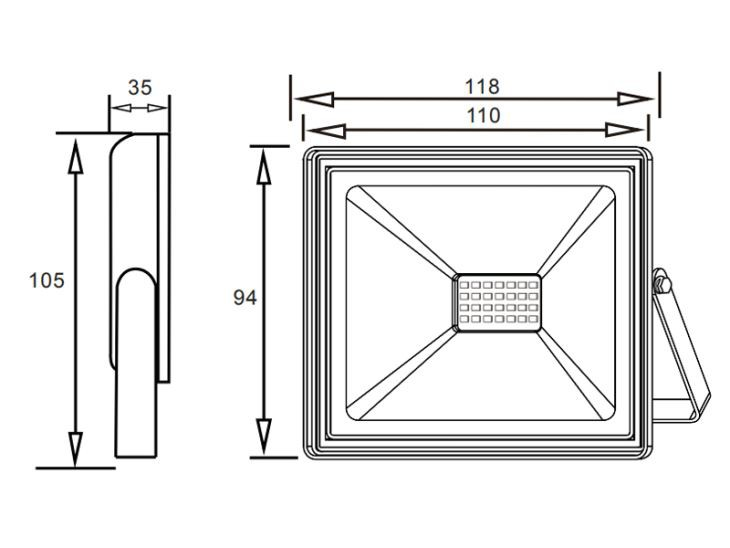 20 W LED-Außenleuchte mit breitem Abstrahlwinkel